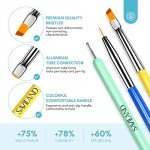 SAVILAND 6PCS Nail Art Brushes Set – Multifunctional Nail Brushes for Nail Art Nail Design Brush Gel Nail Brush for Nail Extension Nail Art Liner Brush 3 Sizes Dotting Tools for DIY