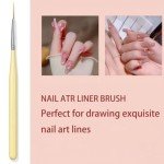 Faiteary Nail Art Brushes, 6PCS Nail Design Painting Brush Sets with Nail Polish Brush Nail Liner Brush Nail Extension Gel Brush Builder Nail Gel Brush and Nail Dotting Tool for DIY Nail Art