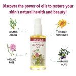 Badger Rose Face Cleansing Oil, Organic Facial Cleanser & Makeup Remover, Non-Greasy Moisturizing Skin Balancing Gentle Face Cleanser w/Pure Rose Oil, 2 fl oz Glass Bottle