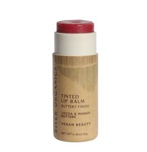 River Organics Tinted Lip Balm | Vegan, Cruelty-Free, Hydrating Lip Care in Compostable Cardboard Tube (Rose Gold) 0.28 oz.