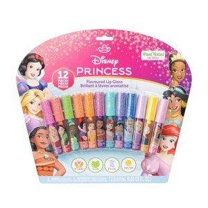 Disney Princess 12 Piece Plant Based Lip Gloss, Girls Party Favors, First Makeup Set for Girl, Perfect for Parties, Sleepovers, and Birthday Gifts, Ages 3+, by Townley Girl