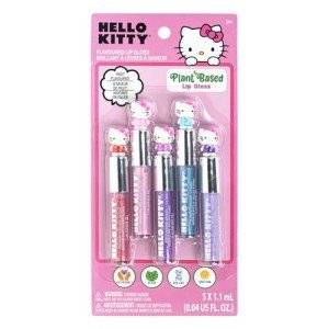 Townley Girl Hello Kitty 5 Pc Plant Based, Moisturizing Lip Gloss Makeup Set for Girls Kids Toddlers, Perfect for Parties Sleepovers Makeovers Birthday Gift for Girls 3 Yrs+