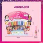 Disney Princess 12 Piece Plant Based Lip Gloss, Girls Party Favors, First Makeup Set for Girl, Perfect for Parties, Sleepovers, and Birthday Gifts, Ages 3+, by Townley Girl