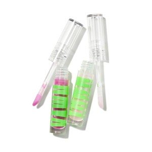 YAWN Lip Gloss Duo | High-Shine Gloss | Soothing Sunflower Seed Oil | Non-Toxic, Cruelty Free, Vegan | Makeup for Kids, Tweens and Teens | Made in USA | Crystal and Purple Gem