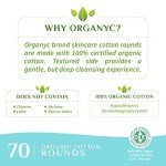 Organyc 100% Certified Organic Cotton Makeup Pads – Natural Unbleached Makeup Remover Rounds (70 Count)