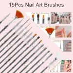 MYR 34Pcs Nail Art Brushes, Nail Art Brush Set, Nail Art Tools, including Nail Design Brushes, Nail Dotting Tool, Nail Drawing Pens, Nail Brush Brackets, Nail Nano Polishing Rubs