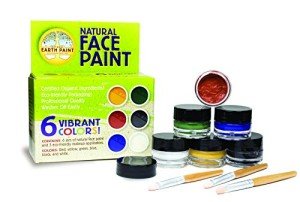 Natural Earth Paint Face Paint Kit – Non-Toxic, Mineral Makeup for Kids & Adults – Organic, Long-Lasting, Easy to Wash Off – 6 Colors & 3 Bamboo Applicators – Made in USA