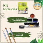 Natural Earth Paint Face Paint Kit – Non-Toxic, Mineral Makeup for Kids & Adults – Organic, Long-Lasting, Easy to Wash Off – 6 Colors & 3 Bamboo Applicators – Made in USA