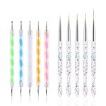 FULINJOY Nail Dotting Tools 10 Pcs Kit, 5 Pcs Double-end Nail Dotting tools and 5 Pcs Nail Art Liner Brushes, Nail Art Design Tools