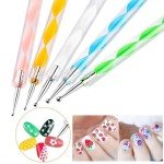 FULINJOY Nail Dotting Tools 10 Pcs Kit, 5 Pcs Double-end Nail Dotting tools and 5 Pcs Nail Art Liner Brushes, Nail Art Design Tools