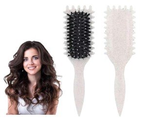 Curl Defining Brush for Curly Hair - Reduce Pulling, Hair Shaping Tool for Women and Men (Off White)