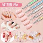 FULINJOY Nail Dotting Tools 10 Pcs Kit, 5 Pcs Double-end Nail Dotting tools and 5 Pcs Nail Art Liner Brushes, Nail Art Design Tools