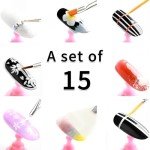 Nail Art Brushes Set,Nail Art Dotting Tools for Home DIY Salon Use,15 Multifunctional Nail Design Pens