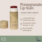 Organic Lip Stain | Vegan + Cruelty Free | Long Lasting, Toxic Free | 2 Colors "Fig" or "Pomegranate, .30 oz (Pomegranate), River Organics Zero Waste Makeup