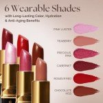 Essence Of Argan Deep Moisturizing and Long Lasting Lipstick - Hydrating Lip Care with 100% Pure Organic Argan Oil, Shea Butter, Jojoba Oil & Aloe Vera - Pink Luster