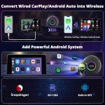 ATOTOZONE CB6 CarPlay AI Box&Android AI Box, Wireless CarPlay/Android Auto Adapter, Plug & Play CarWave Car Smart Box with AI DriveChat, GPS Track, Android 13, 2 BT, 4G LTE, 8G+128G, Black