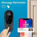 Taishixing Smart 2.4G WiFi Remote Video Doorbell Camera, Intelligent Visual Doorbell Camera Home Intercom HD Wireless Rechargeable Security Door Doorbell Camera,Two-Way Audio, Photo, with Chime