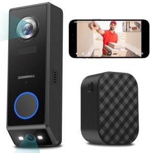 ZUMIMALL Dual Lens Doorbell Camera with Chime, 2K HD Video Doorbell Wireless Battery Solar Powered, No Monthly Fees, Wireless/Wired Installation, 2-Way Talk/IP65/Cloud/Alexa/PIR/AI/2.4G WiFi