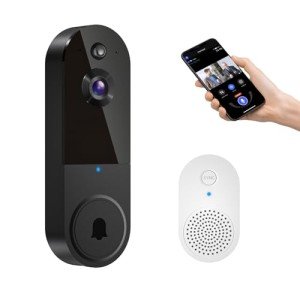 GlowPop 1080p Wireless Video Doorbell Camera, Night Vision, Smart AI Human Detection, Two-Way Talk, Battery Powered, 2.4GHz Wi-Fi, Cloud Storage