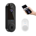 GlowPop 1080p Wireless Video Doorbell Camera, Night Vision, Smart AI Human Detection, Two-Way Talk, Battery Powered, 2.4GHz Wi-Fi, Cloud Storage