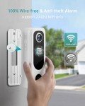 ZUMIMALL Doorbell Camera Wireless, Video Doorbell Wireless with Chime, 2 Way Audio, Voice Changer, 30s Voice Message, Anti-Theft, AI Detection, 2.4Ghz WiFi Only, Battery Powered, Work with Alexa,White