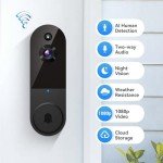 GlowPop 1080p Wireless Video Doorbell Camera, Night Vision, Smart AI Human Detection, Two-Way Talk, Battery Powered, 2.4GHz Wi-Fi, Cloud Storage