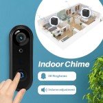 SonoxJunan HD Video Doorbell Wireless, 2.4Ghz WiFi Doorbell Camera Indoor Chime,Two-Way Audio, IP66 Weather Resistance, IR Night Vision, AI Human Detection (1080P)