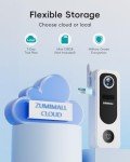 ZUMIMALL Doorbell Camera Wireless, Video Doorbell Wireless with Chime, 2 Way Audio, Voice Changer, 30s Voice Message, Anti-Theft, AI Detection, 2.4Ghz WiFi Only, Battery Powered, Work with Alexa,White
