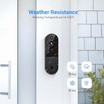 GlowPop 1080p Wireless Video Doorbell Camera, Night Vision, Smart AI Human Detection, Two-Way Talk, Battery Powered, 2.4GHz Wi-Fi, Cloud Storage