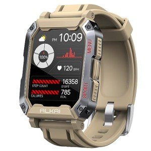 ALKAI Smart Watch Rugged and Military with 5ATM Waterproof Bluetooth Call(Answer/Dial Calls) AI Assistant, Long-Lasting Battery Life, Multiple Sports Tracking, Health Monitoring, 2.02'' HD Display