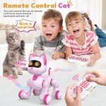 Robot Cat Interactive Toys for Girls: Remote Control Electronic Pink Kitty Pets - Robotic Can Dancing Touch Programmable Mechanical Cat for Kids Age 3-10 Christmas/Birthday Surprise Gifts
