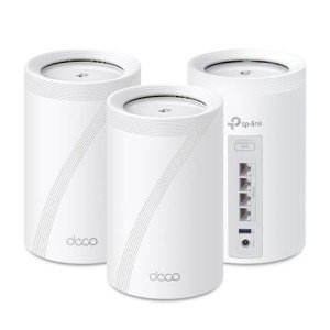 TP-Link Tri-Band WiFi 7 BE10000 Whole Home Mesh System (Deco BE63) - 6-Stream 10 Gbps, 4X 2.5G Ports Wired Backhaul, 4X Smart Internal Antennas, VPN, AI-Roaming, MU-MIMO, HomeShield (3-Pack)