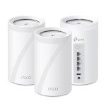 TP-Link Tri-Band WiFi 7 BE10000 Whole Home Mesh System (Deco BE63) - 6-Stream 10 Gbps, 4X 2.5G Ports Wired Backhaul, 4X Smart Internal Antennas, VPN, AI-Roaming, MU-MIMO, HomeShield (3-Pack)