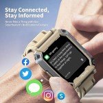 ALKAI Smart Watch Rugged and Military with 5ATM Waterproof Bluetooth Call(Answer/Dial Calls) AI Assistant, Long-Lasting Battery Life, Multiple Sports Tracking, Health Monitoring, 2.02'' HD Display