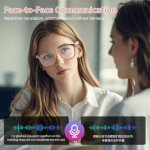 Smart AI Translator Glasses, Clear Blue Light Glasses for Woman, Simultaneous Interpretation Eyeglasses for 110+ Languages, Real-Time Translation,Remote Shooting, language translator for Business