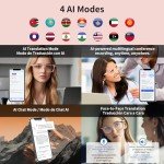 Smart AI Translator Glasses, Clear Blue Light Glasses for Woman, Simultaneous Interpretation Eyeglasses for 110+ Languages, Real-Time Translation,Remote Shooting, language translator for Business