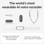 AI Voice Recorder, PLAUD NotePin Voice Recorder, App Control, AI Notetaker, AI Transcribe & Summarize Support 112 Languages, 64GB Memory, Audio Recorder for Lectures, Meetings, Gray