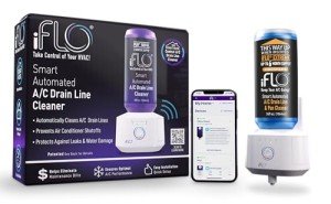 iFLO® Smart Automated A/C Drain Line Cleaner for HVAC System, For Clog-Free, Easy Installation and App-Controlled Air Conditioner Maintenance, Includes 36oz Cleaner Cartridge, 6 Month Supply