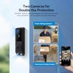 ClipBlur 1080p Dual Camera Wireless Video Doorbell with Chime, 2.4G Wi-Fi, Color Night Vision, Intelligent Alerts Powered by AI, Two-Way Talk, Cloud Service