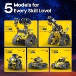 Sillbird Robot Building Kit with Remote Control STEM Gifts for Boys Age 8-13, Technic Coding Robotic Toys for Kids Birthday, Buildable 5in1 Models with 488 Pieces