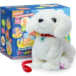 Team Power Voice Command Labrador Puppy Robot Dog - Interactive Plush Pet Kids Toys, Knows 6 Tricks and Likes Walks, Stuffed Animal Toddler Toys for Girls and Boys 3 Year Old and Above Gifts