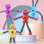 Suction Cup Robot Toy,Robot Toys,Robot Toys for Kids 3-5 5-7,pop Tubes Robots,Suction Cup Toys,Mini Robot,Autism Sensory Products,Toys for Ages 5-7,Sensory Toys for Kids with Autism (4 Pack Robot)