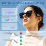 GetD Wireless Bluetooth Sunglasses for Men and Women,Smart Sunglasses Open Ear Voice Control and Calling with Speakers,Smart Audio Glasses with AI Assistant &Translation for Traveling Driving