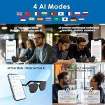 GetD Wireless Bluetooth Sunglasses for Men and Women,Smart Sunglasses Open Ear Voice Control and Calling with Speakers,Smart Audio Glasses with AI Assistant &Translation for Traveling Driving