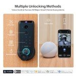Lockin Veno Pro Palm Vein Video Smart Lock with 2K 180° Camera, Video Doorbell, Fingerprint Recognition, AI Motion Detection, IP65, App Control, 32GB Storage, No Extra Base Required, No Monthly Fee