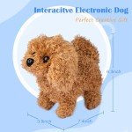 WorWoder Plush Teddy Toy Puppy Electronic Interactive Pet Dog - Walking, Barking, Tail Wagging, Stretching Companion Animal for Kids Children (Teddy Dog)