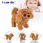 WorWoder Plush Teddy Toy Puppy Electronic Interactive Pet Dog - Walking, Barking, Tail Wagging, Stretching Companion Animal for Kids Children (Teddy Dog)