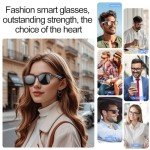 Haulvean Smart Glasses with 130+ Translation, AI Glasses with Music and Call Control Volumn Up and Down, 170mAh Multifunctional Bluetooth Smart Glasses for Men Women