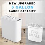 Cesun 5 Gallon Automatic Bathroom Trash Can, Touchless Motion Sensor Garbage Can with Lid, Smart Plastic Slim Wastebasket for Bathroom, Office, rv, Bedroom, Living Room, White