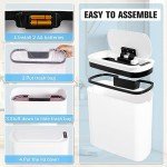 Cesun 5 Gallon Automatic Bathroom Trash Can, Touchless Motion Sensor Garbage Can with Lid, Smart Plastic Slim Wastebasket for Bathroom, Office, rv, Bedroom, Living Room, White